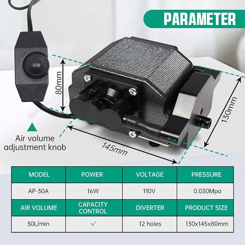RATTMMOTOR AP30A Air Assist Pump, for Protecting Lens of Engraver CNC Engraving Machines, 30L/Min Airflow Portable Air Pump Low Noise with Adjustable Air Flow Outlets in Saudi Arabia