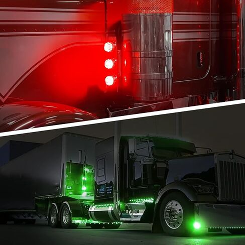 Partsam 1Pc Dual Revolution Watermelon Light, Amber 17LED Turn Signal/Marker Lights to Blue Auxiliary Light, Underglow Lights Compatible with Freightliner Kenworth Peterbilt Trucks in Saudi Arabia