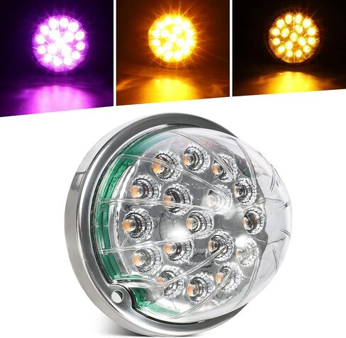 Partsam 1Pc Dual Revolution Watermelon Light, Amber 17LED Turn Signal/Marker Lights to Blue Auxiliary Light, Underglow Lights Compatible with Freightliner Kenworth Peterbilt Trucks in Saudi Arabia