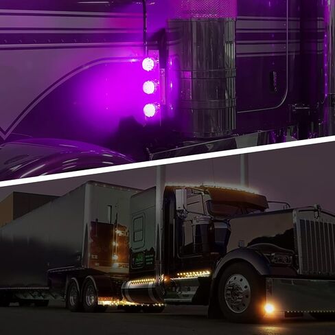 Partsam 1Pc Dual Revolution Watermelon Light, Amber 17LED Turn Signal/Marker Lights to Blue Auxiliary Light, Underglow Lights Compatible with Freightliner Kenworth Peterbilt Trucks in Saudi Arabia