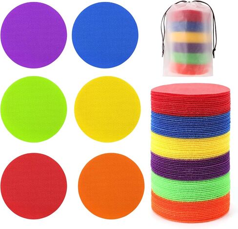 24 Pcs Carpet Standing Dot Spot Carpet Spots for Classroom, Carpet Dot Spot Markers with Hook and Loop Adhesion, Colorful Carpet Circles Floor Dots, Ideal for Kindergarten and School in Saudi Arabia
