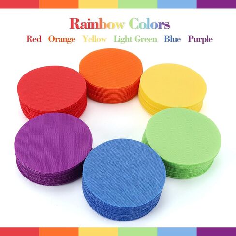 24 Pcs Carpet Standing Dot Spot Carpet Spots for Classroom, Carpet Dot Spot Markers with Hook and Loop Adhesion, Colorful Carpet Circles Floor Dots, Ideal for Kindergarten and School in Saudi Arabia