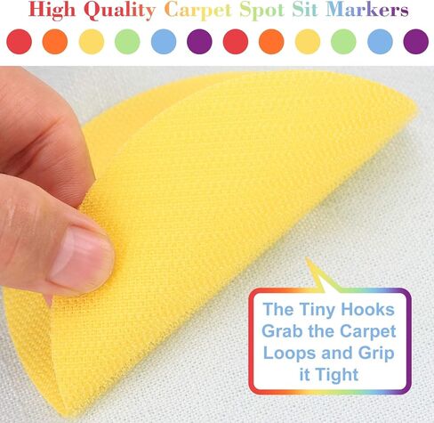 24 Pcs Carpet Standing Dot Spot Carpet Spots for Classroom, Carpet Dot Spot Markers with Hook and Loop Adhesion, Colorful Carpet Circles Floor Dots, Ideal for Kindergarten and School in Saudi Arabia