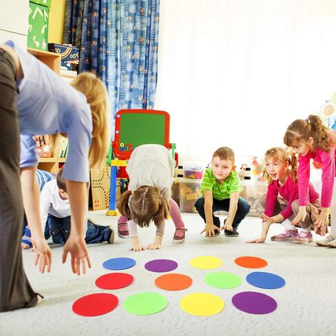24 Pcs Carpet Standing Dot Spot Carpet Spots for Classroom, Carpet Dot Spot Markers with Hook and Loop Adhesion, Colorful Carpet Circles Floor Dots, Ideal for Kindergarten and School in Saudi Arabia