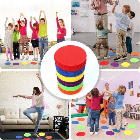 24 قطعة من بقع السجاد المنقطة للفصل الدراسي، علامات نقطة السجاد مع التصاق بخطاف وحلقة، نقاط أرضية دوائر السجاد الملونة، مثالية لرياض الأطفال والمدرسة in Kuwait