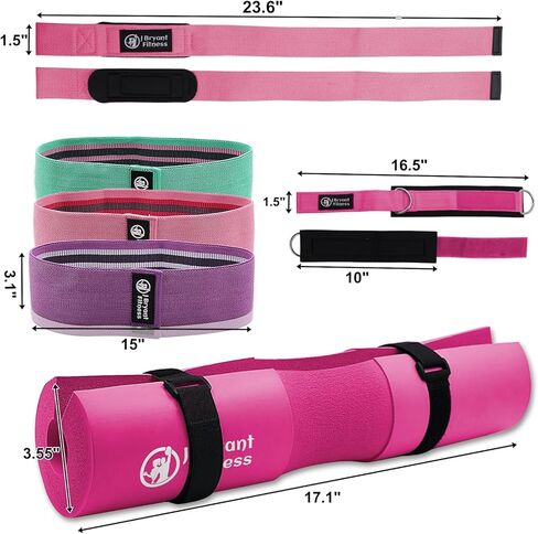 طقم وسادة أثقال اللياقة البدنية من J Bryant مع أشرطة للكاحل لمقاومة آلة الكابلات وحزام الورك للتمرينات الغنيمة وأشرطة رفع الأثقال، وسادة القرفصاء السميكة مع حقيبة لضغط الورك والقرفصاء وتمارين الضغط على مقاعد البدلاء in Kuwait