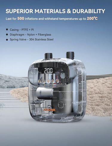 مضخة لوح مجداف صغيرة من AIRBANK 20 رطل لكل بوصة مربعة، مضخة SUP كهربائية، مضخة هواء أوتوماتيكية مزدوجة المرحلة 12 فولت للوحة التجديف، الطائرة الورقية، الخيمة، المرتبة in Kuwait