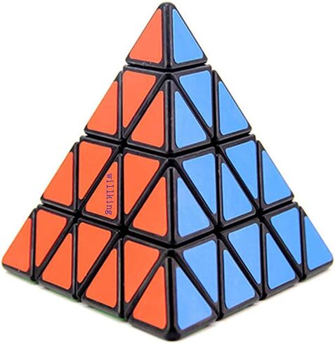 Willking Pyramid Speed Cube 4x4 Pyraminx Puzzle Triangle Twist Magic Cube Black in Kuwait