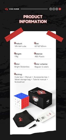 CuberShop VinCube Vin4 مطلي بالأشعة فوق البنفسجية 4×4 مكعب سرعة لامع بدون ملصقات مغناطيسية، 4 × 4 Vin Professional 60 مم مكعب للأشعة فوق البنفسجية بدون ملصقات، سجل عالمي مطور MGC 4 (Vin Cube 4 - طلاء بالأشعة فوق البنفسجية بدون ملصقات، لامع) in Kuwait