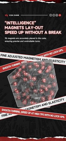 CuberShop VinCube Vin4 مطلي بالأشعة فوق البنفسجية 4×4 مكعب سرعة لامع بدون ملصقات مغناطيسية، 4 × 4 Vin Professional 60 مم مكعب للأشعة فوق البنفسجية بدون ملصقات، سجل عالمي مطور MGC 4 (Vin Cube 4 - طلاء بالأشعة فوق البنفسجية بدون ملصقات، لامع) in Kuwait