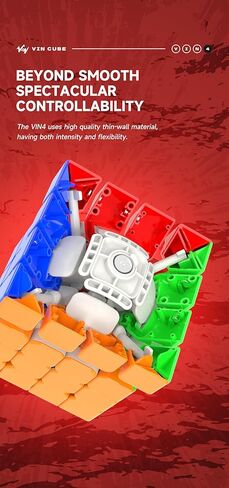 CuberShop VinCube Vin4 مطلي بالأشعة فوق البنفسجية 4×4 مكعب سرعة لامع بدون ملصقات مغناطيسية، 4 × 4 Vin Professional 60 مم مكعب للأشعة فوق البنفسجية بدون ملصقات، سجل عالمي مطور MGC 4 (Vin Cube 4 - طلاء بالأشعة فوق البنفسجية بدون ملصقات، لامع) in Kuwait