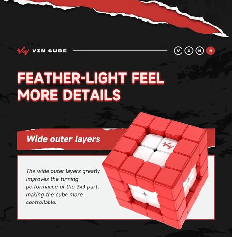 CuberShop VinCube Vin4 مطلي بالأشعة فوق البنفسجية 4×4 مكعب سرعة لامع بدون ملصقات مغناطيسية، 4 × 4 Vin Professional 60 مم مكعب للأشعة فوق البنفسجية بدون ملصقات، سجل عالمي مطور MGC 4 (Vin Cube 4 - طلاء بالأشعة فوق البنفسجية بدون ملصقات، لامع) in Kuwait