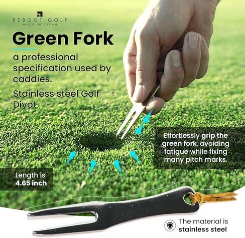 Reboot Golf Stainless Steel Golf Green Fork with Genuine Leather Cover in Saudi Arabia