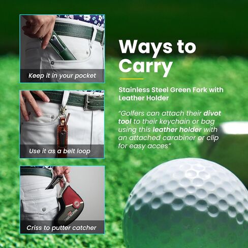 Reboot Golf Stainless Steel Golf Green Fork with Genuine Leather Cover in Saudi Arabia