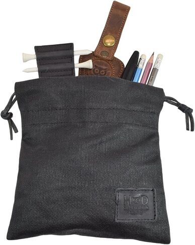 Hide & Drink, Golf Valuables Field Pouch, Golf Bag, Multipurpose Pouch with String, Sport Organizer, Waxed Canvas, Handmade in Saudi Arabia
