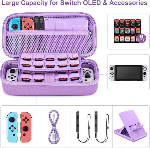 Younik Switch OLED Accessories Bundle, 16 in 1 Accessories Kit Includes Switch OLED Carrying Case, Protective Case Cover for Console & J-Con, Screen Protector, Adjustable Stand, Switch Game Case in Saudi Arabia