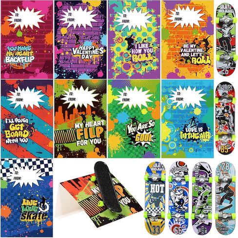 36 Pack Valentines Day Gift Cards with Fingerboards Finger Skateboards Valentine's Greeting Cards Valentines Finger Boards Set for Teens Valentines Classroom Exchange Prize Party Favor Supplies in Saudi Arabia