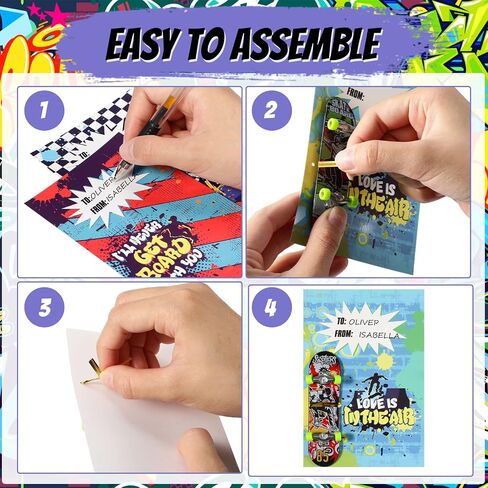 36 Pack Valentines Day Gift Cards with Fingerboards Finger Skateboards Valentine's Greeting Cards Valentines Finger Boards Set for Teens Valentines Classroom Exchange Prize Party Favor Supplies in Saudi Arabia