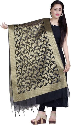 Chandrakala Banarasi Dupatta for Women, Shawl Scarf Wrap Chunni,Black (D267BLA) in Saudi Arabia