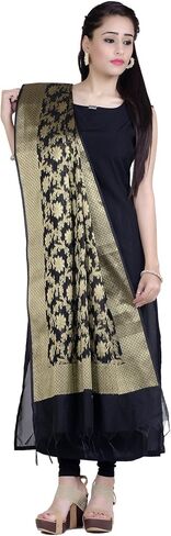 Chandrakala Banarasi Dupatta for Women, Shawl Scarf Wrap Chunni,Black (D267BLA) in Saudi Arabia