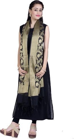 Chandrakala Banarasi Dupatta for Women, Shawl Scarf Wrap Chunni,Black (D267BLA) in Saudi Arabia