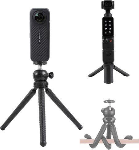 حامل ثلاثي القوائم مرن ومجموعة حامل ثلاثي القوائم صغير لسطح المكتب لـ DJI Osmo Pocket 3، Insta360 One X4 X3 X2 Go3، حامل ثلاثي محمول للسفر مع برغي 1/4-20 in Saudi Arabia