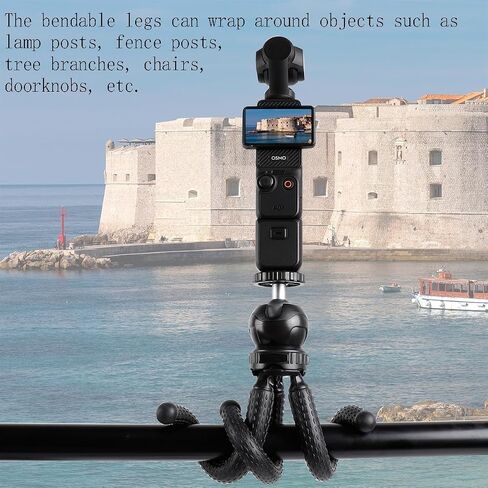 حامل ثلاثي القوائم مرن ومجموعة حامل ثلاثي القوائم صغير لسطح المكتب لـ DJI Osmo Pocket 3، Insta360 One X4 X3 X2 Go3، حامل ثلاثي محمول للسفر مع برغي 1/4-20 in Saudi Arabia