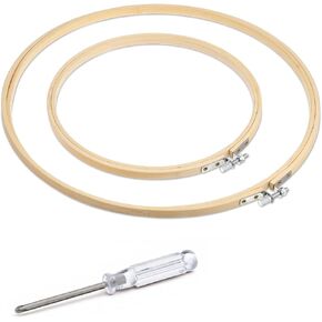 2 Pieces Embroidery Hoops Wooden Cross Stitch Hoops 8" and 12" Round Embroidery Ring Frame for Art Craft Sewing and DIY Decorations in Kuwait