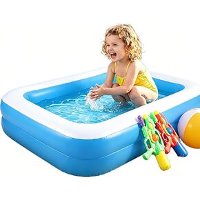 Kids Inflatable Swimming Pool 128x85x45cm BPA-Free Blue White Backyard Outdoor Summer Water Play OD: 50.39 * 33.46 * 17.72inch ; ID：34.65 * 17.72 * 17.72inch in Saudi Arabia