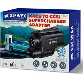 NACS إلى محول CCS1 | تم اختباره بمعايير UL2252 (تم التحقق من SGS) | 500 أمبير 250 كيلو وات شحن سريع | تمكن CCS1 EVs من استخدام شاحن تسلا الفائق | محول شاحن EV محمول (لا يعمل للشحن المنزلي) in Kuwait
