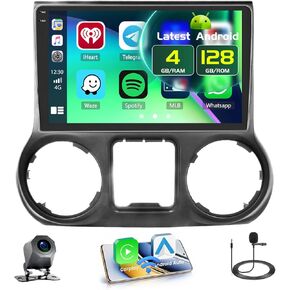 Fuluku【2+64G】 Android 13 for Jeep Cherokee 2013-2018 Car Stereo with Wireless Carplay Android Auto Mirror Link, 10.1’Touchscreen Radio WiFi/GPS/FM/RDS/Bluetooth/SWC/Waterproof Night Backup Cam Mic in Saudi Arabia