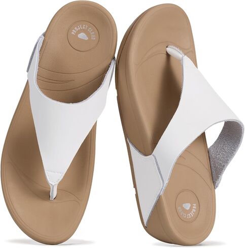 Project Cloud Genuine Leather Women’s Sandals – Thong Flip Flops with Plush Soft Insole, Arch Support & Non Slip Outsole – Comfortable Beach & Summer Slides in Saudi Arabia