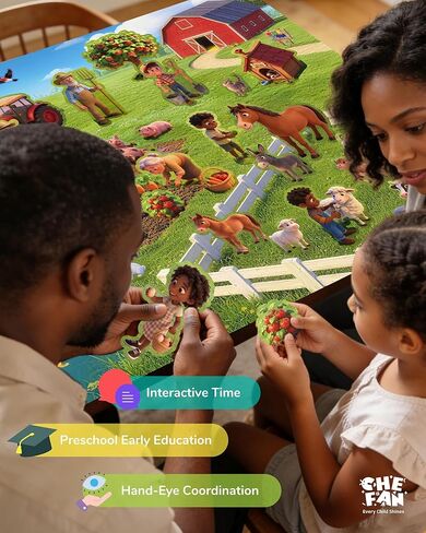 CHEFAN Farm Animals Felt Story Board Set 58 PCS, 3.5FT Interactive Storytelling Early Learning Play Kit Wall Hanging for Kids Children, Preschool Farmhouse Barnyard Busy Board Toys for Ages 2-4 in Kuwait