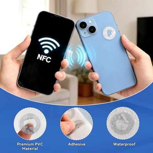 50 Pcs NFC Tags with NTAG215 Chip, 25mm NFC Adhesive Stickers, RFID Stickers with Rewritable 504 Bytes Memory, Compatible with All NFC-Enabled Devices in Kuwait