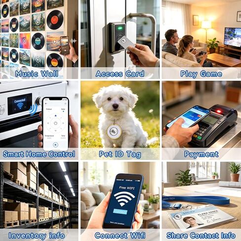 50 Pcs NFC Tags with NTAG215 Chip, 25mm NFC Adhesive Stickers, RFID Stickers with Rewritable 504 Bytes Memory, Compatible with All NFC-Enabled Devices in Kuwait