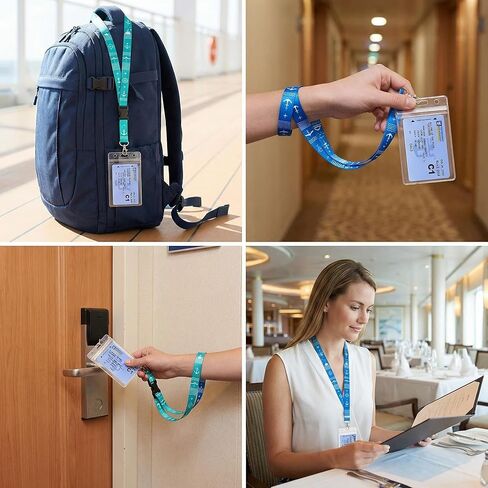 حبل قابل للسحب مكون من قطعتين مع حامل شارة هوية مقاوم للماء لأساسيات سفينة الرحلات البحرية - حامل بطاقة كروز قابل للفصل مع أبازيم قابلة للفصل لإكسسوارات السفر للكرنفال الملكي الكاريبي NCL 2026 in Kuwait