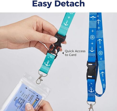 حبل قابل للسحب مكون من قطعتين مع حامل شارة هوية مقاوم للماء لأساسيات سفينة الرحلات البحرية - حامل بطاقة كروز قابل للفصل مع أبازيم قابلة للفصل لإكسسوارات السفر للكرنفال الملكي الكاريبي NCL 2026 in Kuwait