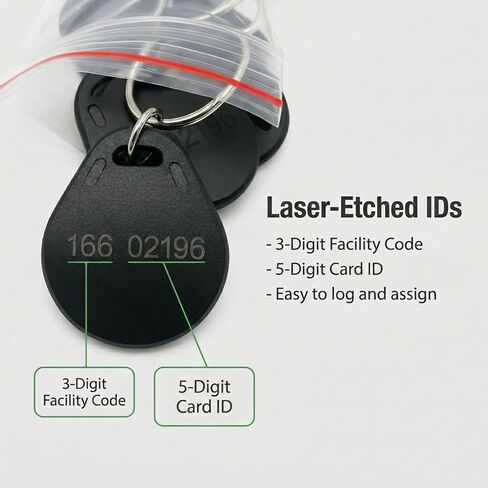 25 قطعة - سلسلة مفاتيح تقريبية 26 بت - أسود - متوافقة مع قارئات بتنسيق Wiegand ISOProx 1386 1326 H10301 26 بت. in Kuwait