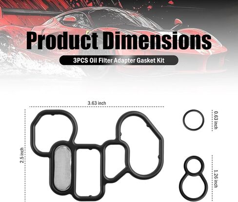 3PCS Oil Filter Housing Gasket Kit with O-Ring,OEM#15825-P8A-A01/36172-P8A-A01 Oil Filter Adapter Gasket Compatible with Acura Honda Saturn,Professional Car Accessories in Kuwait