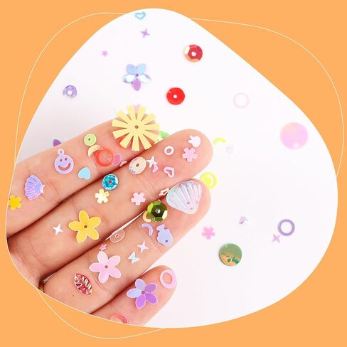 DIYASY الترتر والتلألؤ للحرف اليدوية، متعدد الألوان الترتر الفن فضفاض الترتر لوازم لصنع المجوهرات الحرفية DIY الملابس الأظافر الزينة in Kuwait