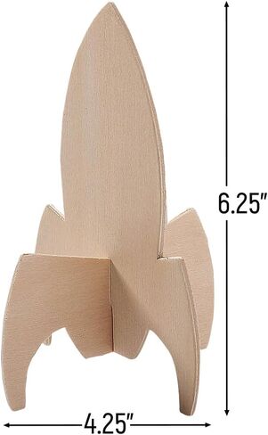 Fun Express Do It Yourself Wood Rockets - VBS Vacation Bible School Supplies/Decor - 4 1/4" x 6 1/4" DIY Crafts for Kids and Fun Home Activities - Makes 12 in Kuwait