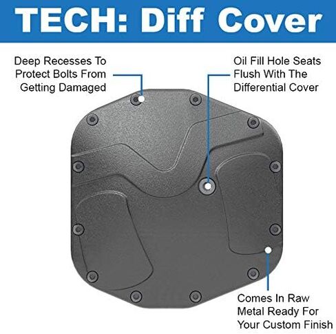 Rear Diff Cover [M220|3rd Gen D44] Rubicon Edition by Metalcloak, Compatible with JL Wrangler and JT Gladiator, Made with Ductile Cast Iron for Pure Protection, Comes Without Coating, Easy Install in Kuwait