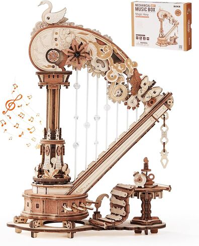 ROKR 3D Wooden Puzzles for Adults - Magic Harp Music Box, Mechanical Model Kit Self-Playing Musical Instrument, DIY Craft Kits, Home Decor & Birthday Gifts, Hobbies for Men Women in Kuwait