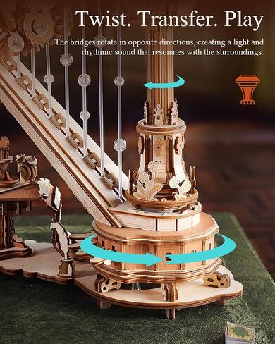 ROKR 3D Wooden Puzzles for Adults - Magic Harp Music Box, Mechanical Model Kit Self-Playing Musical Instrument, DIY Craft Kits, Home Decor & Birthday Gifts, Hobbies for Men Women in Kuwait