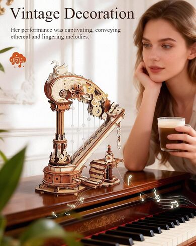 ROKR 3D Wooden Puzzles for Adults - Magic Harp Music Box, Mechanical Model Kit Self-Playing Musical Instrument, DIY Craft Kits, Home Decor & Birthday Gifts, Hobbies for Men Women in Kuwait