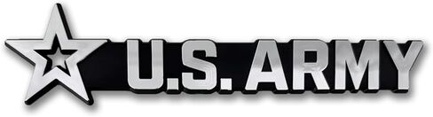 Officially Licensed U.S. Army Star Plastic Chrome Color Emblem for Cars, Trucks, and All Auto | Universal Fit at 6.0" x 1.5" | Weatherproof in Kuwait