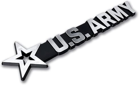 Officially Licensed U.S. Army Star Plastic Chrome Color Emblem for Cars, Trucks, and All Auto | Universal Fit at 6.0" x 1.5" | Weatherproof in Kuwait