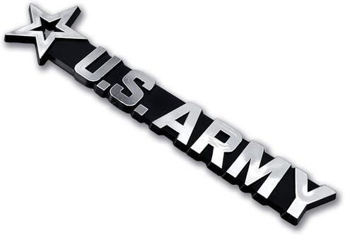 Officially Licensed U.S. Army Star Plastic Chrome Color Emblem for Cars, Trucks, and All Auto | Universal Fit at 6.0" x 1.5" | Weatherproof in Kuwait