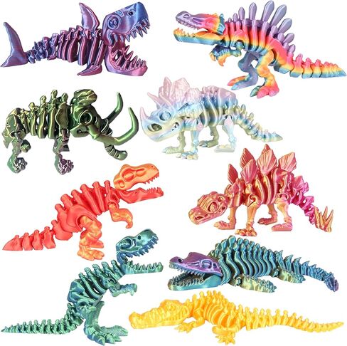 9 Pcs 3D Printed Dinosaur Toys,3D Printed Animals Fidget Toys Full Body Joint Movable Design Home Office Desk Decor Party Favors Birthday Gift in Kuwait