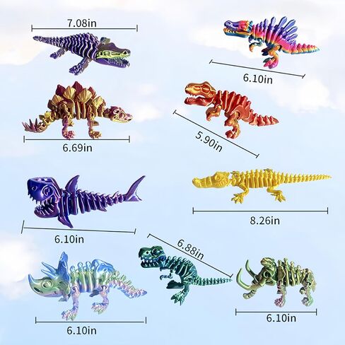 9 Pcs 3D Printed Dinosaur Toys,3D Printed Animals Fidget Toys Full Body Joint Movable Design Home Office Desk Decor Party Favors Birthday Gift in Kuwait